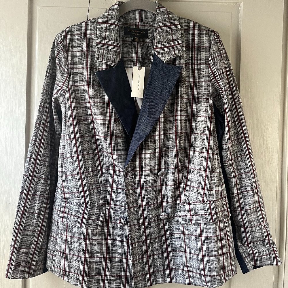 NWT Anthropologie Plaid & Denim Blazer